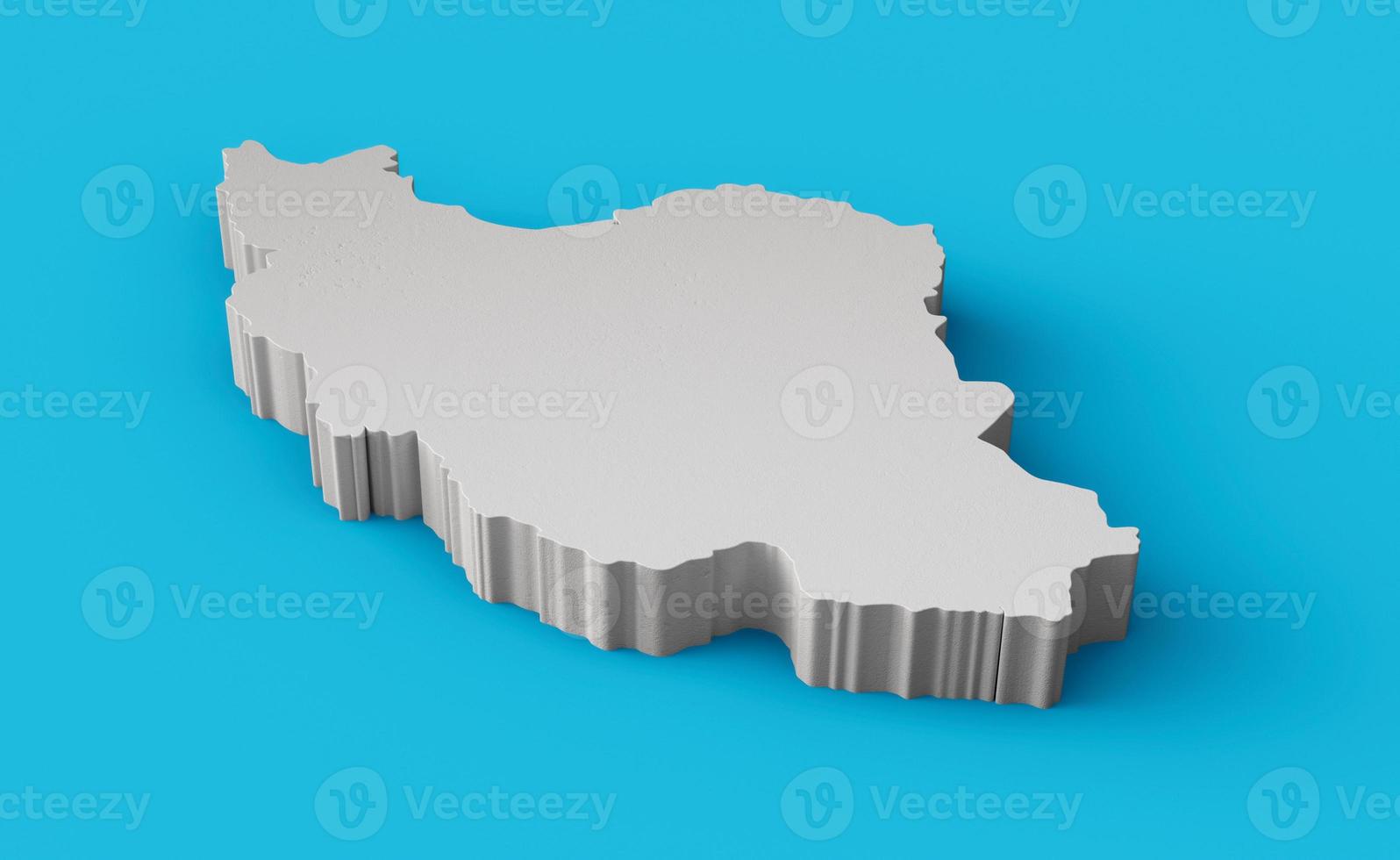 Iran 3D map Geography Cartography and topology Sea Blue surface 3D illustration photo
