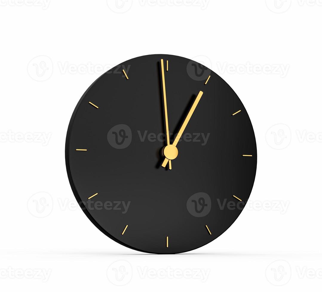 Premium Gold Clock icon isolated 1 o clock on black background. one o'clock Time icon 3d illustration photo