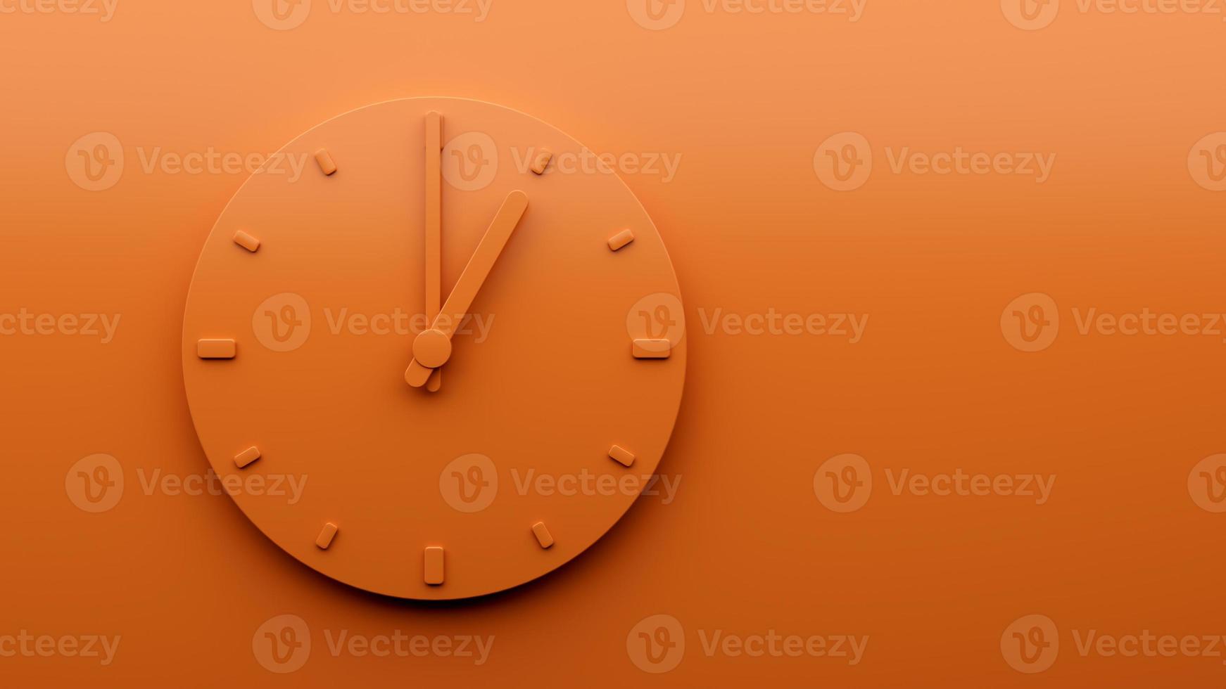 Minimal Orange clock 1 am pm One o'clock abstract Minimalist wall clock 3d Illustration photo