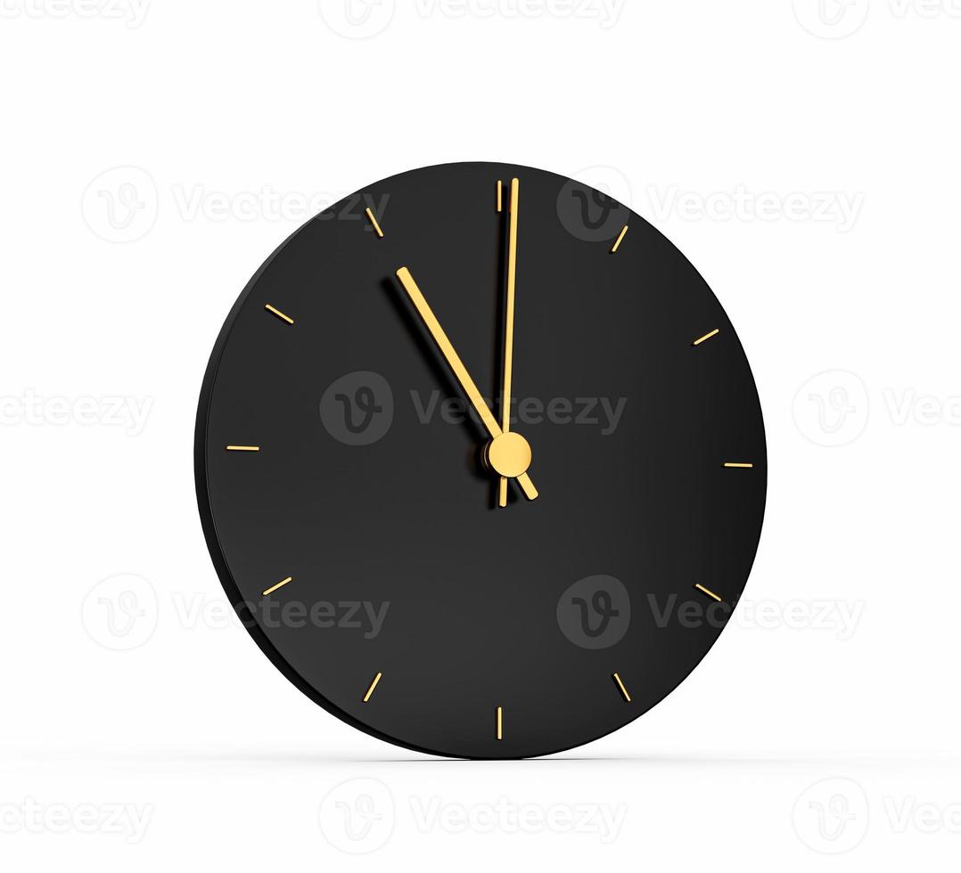 Premium Gold Clock icon isolated 11 o clock on black background. Eleven o'clock Time 11 00 or 23