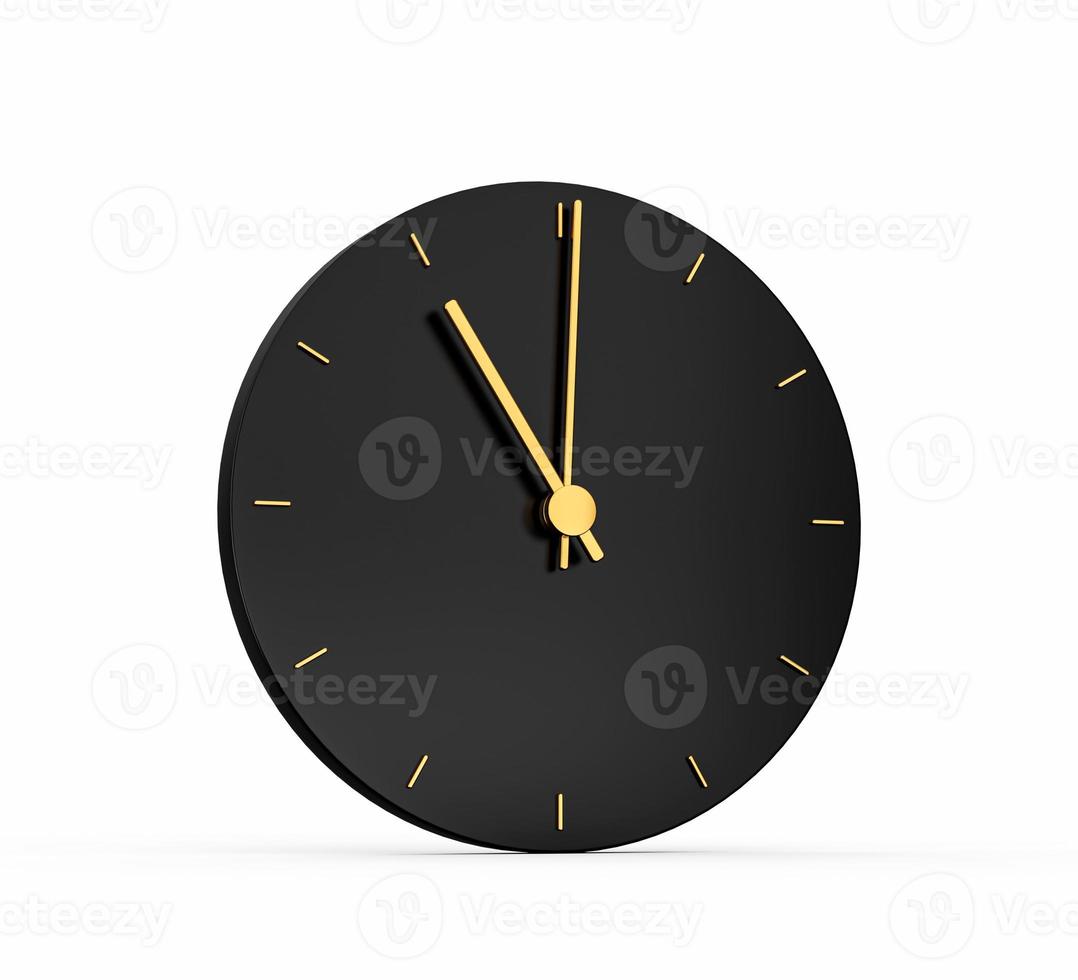 Premium Gold Clock icon isolated 11 o clock on black background. Eleven o'clock Time 11 00 or 23 00 icon 3d illustration photo