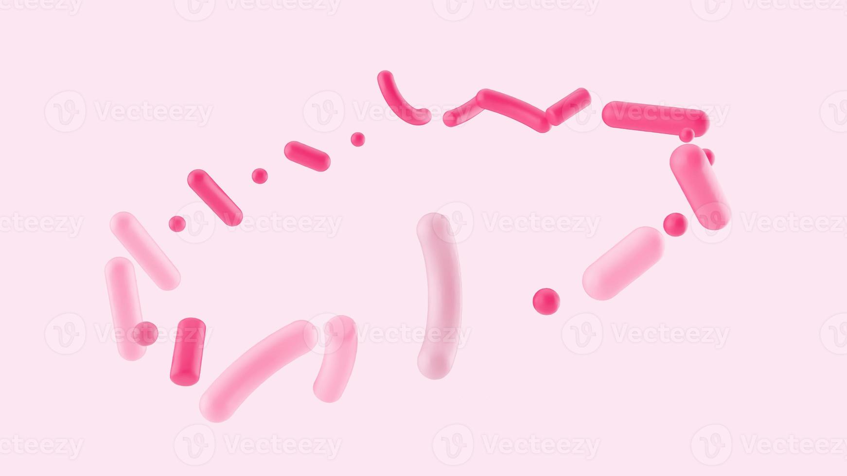 Pink and white sprinkles colored on light background 3d illustration photo