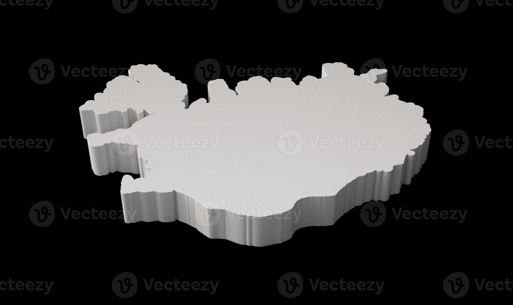 Iceland 3D map Geography Cartography and topology Black and white 3D illustration photo