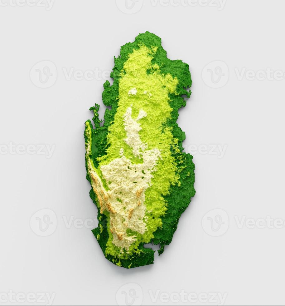 Qatar Map Shaded relief Color Height map on white Background 3d illustration photo