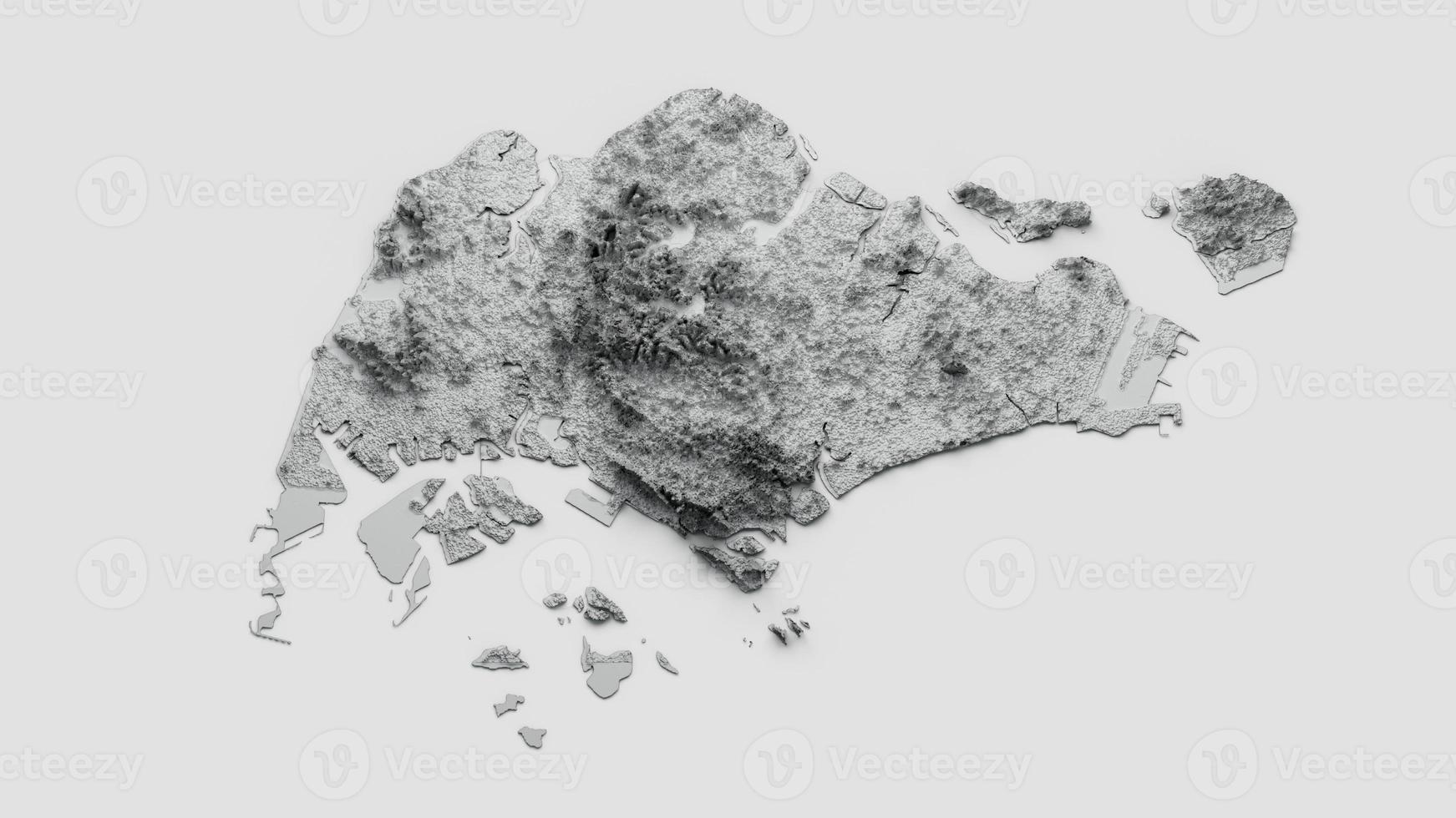 Singapore Map Flag Shaded relief Color Height map on white Background 3d illustration photo