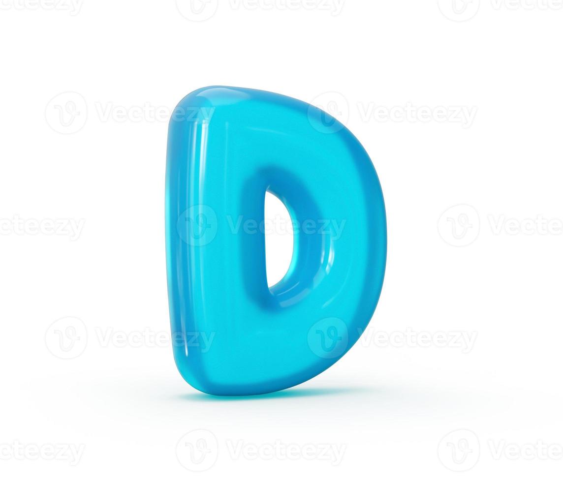 Aqua Blue jelly D letter isolated on white background - 3d illustration photo