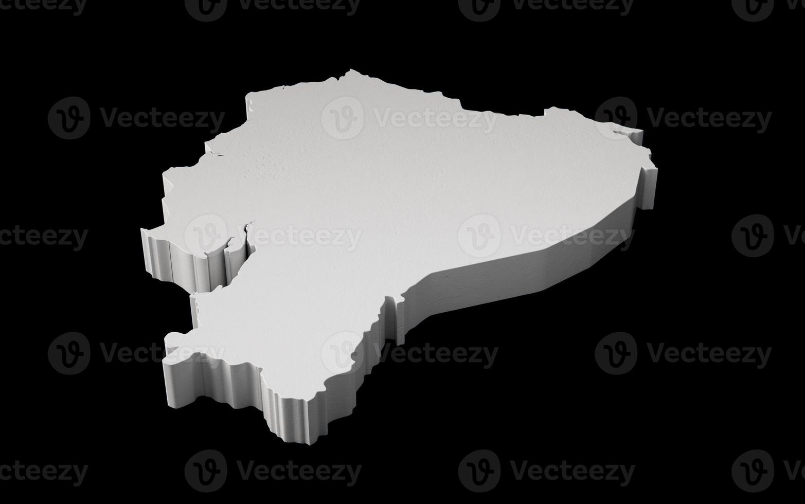 Ecuador 3D map Geography Cartography and topology Sea black and white 3D illustration photo
