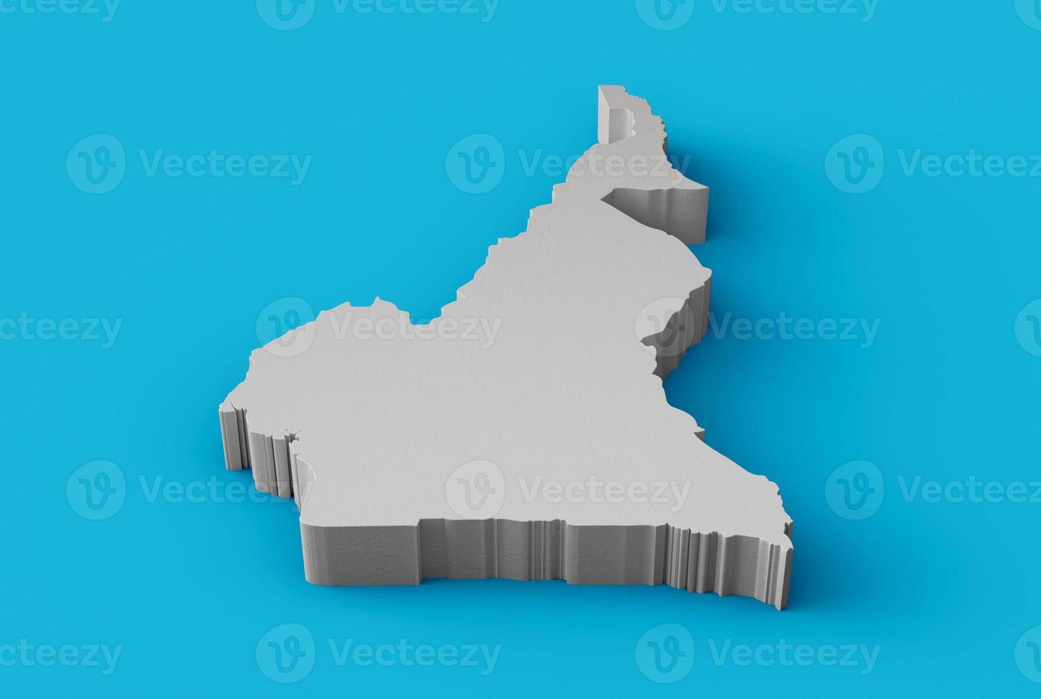 Cameroon 3D map Geography Cartography and topology Sea Blue surface 3D illustration photo