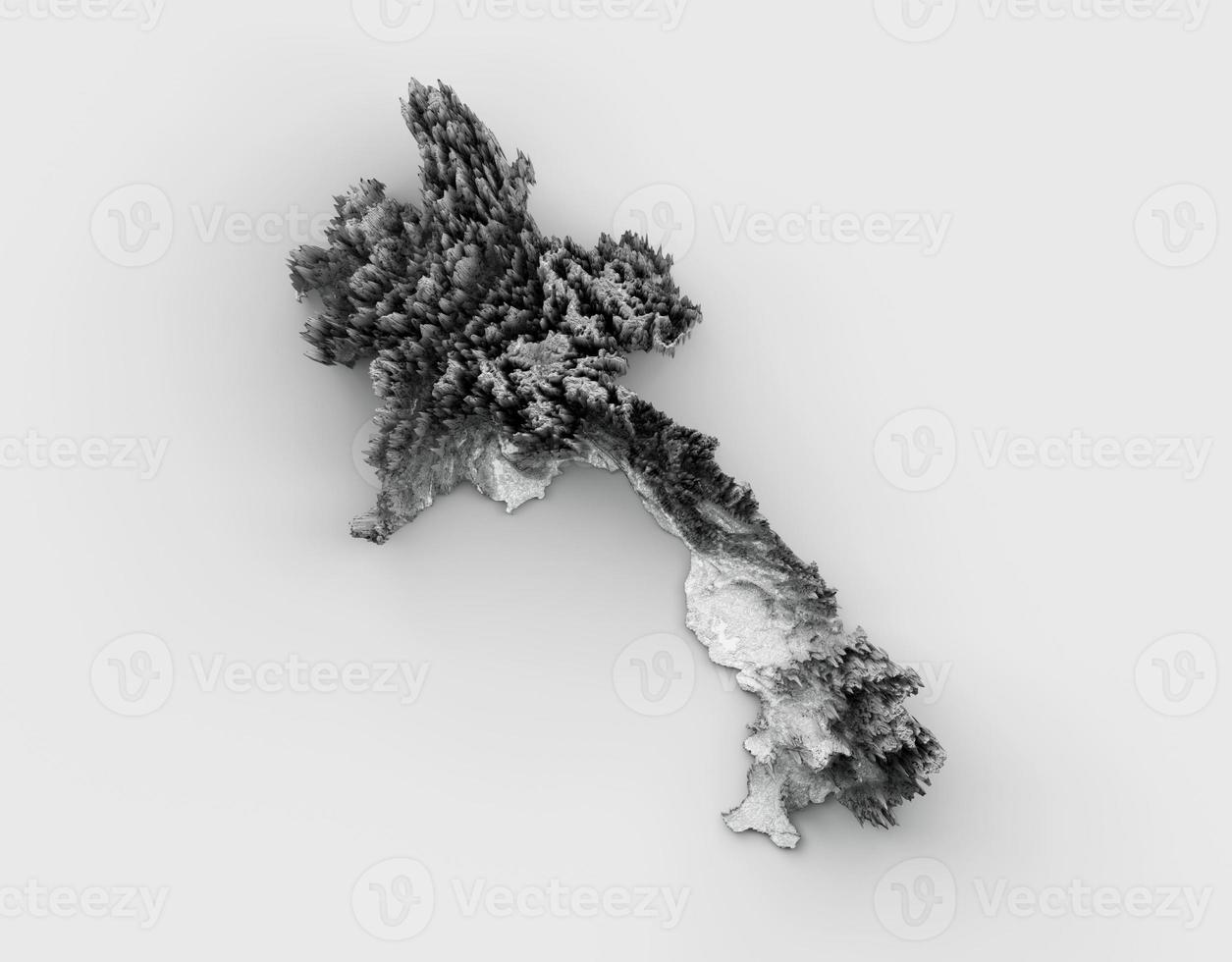 Laos Map Flag Shaded relief Color Height map on white Background 3d illustration photo