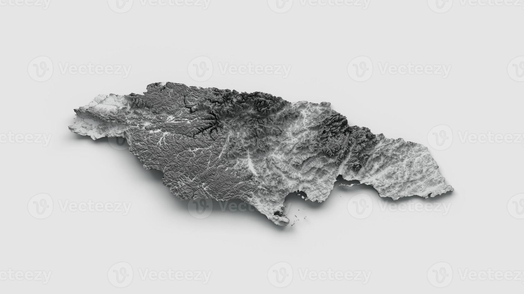 Jamaica Map Flag Shaded relief Color Height map on white Background 3d illustration photo