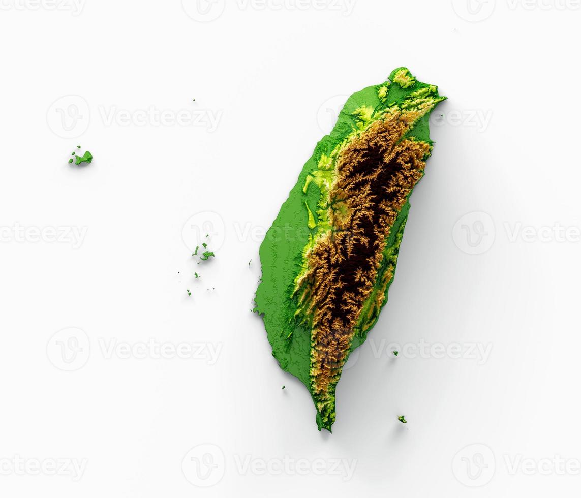Taiwan Map Shaded relief Color Height map on white Background 3d illustration photo