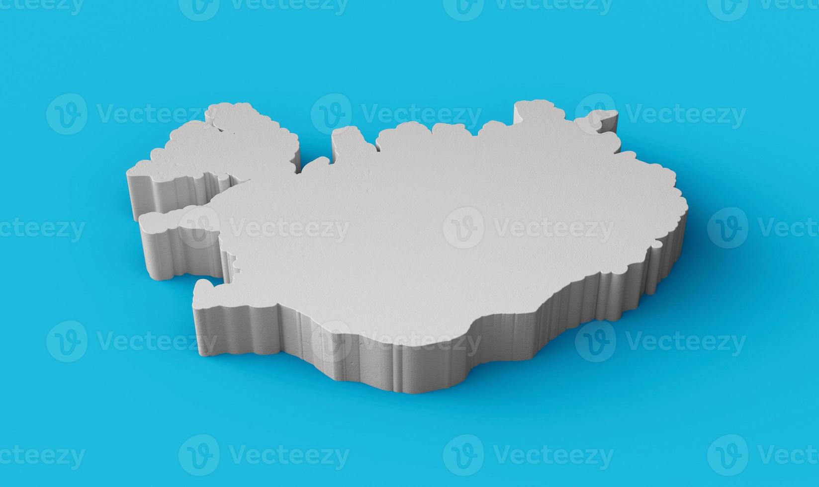 Iceland 3D map Geography Cartography and topology Sea Blue surface 3D illustration photo