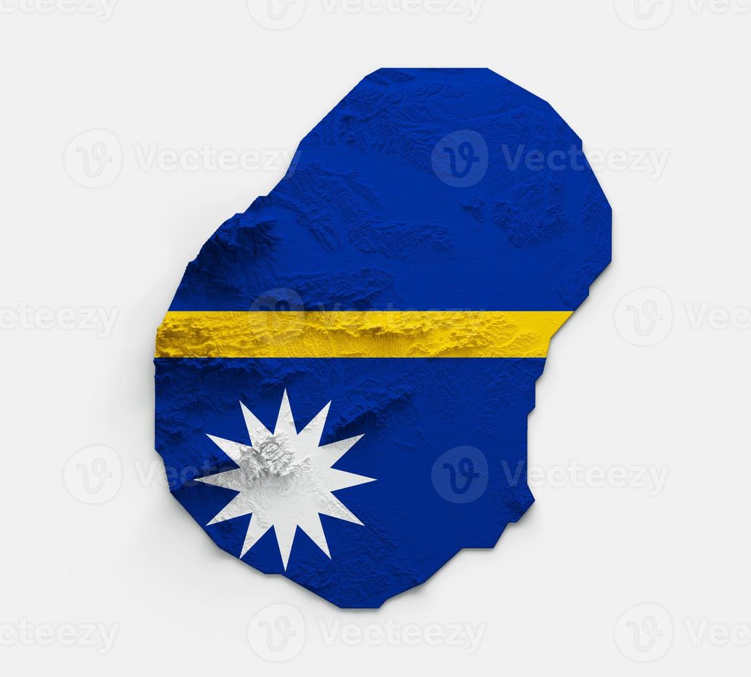 Nauru Map Flag Shaded relief Color Height map on white Background 3d illustration photo