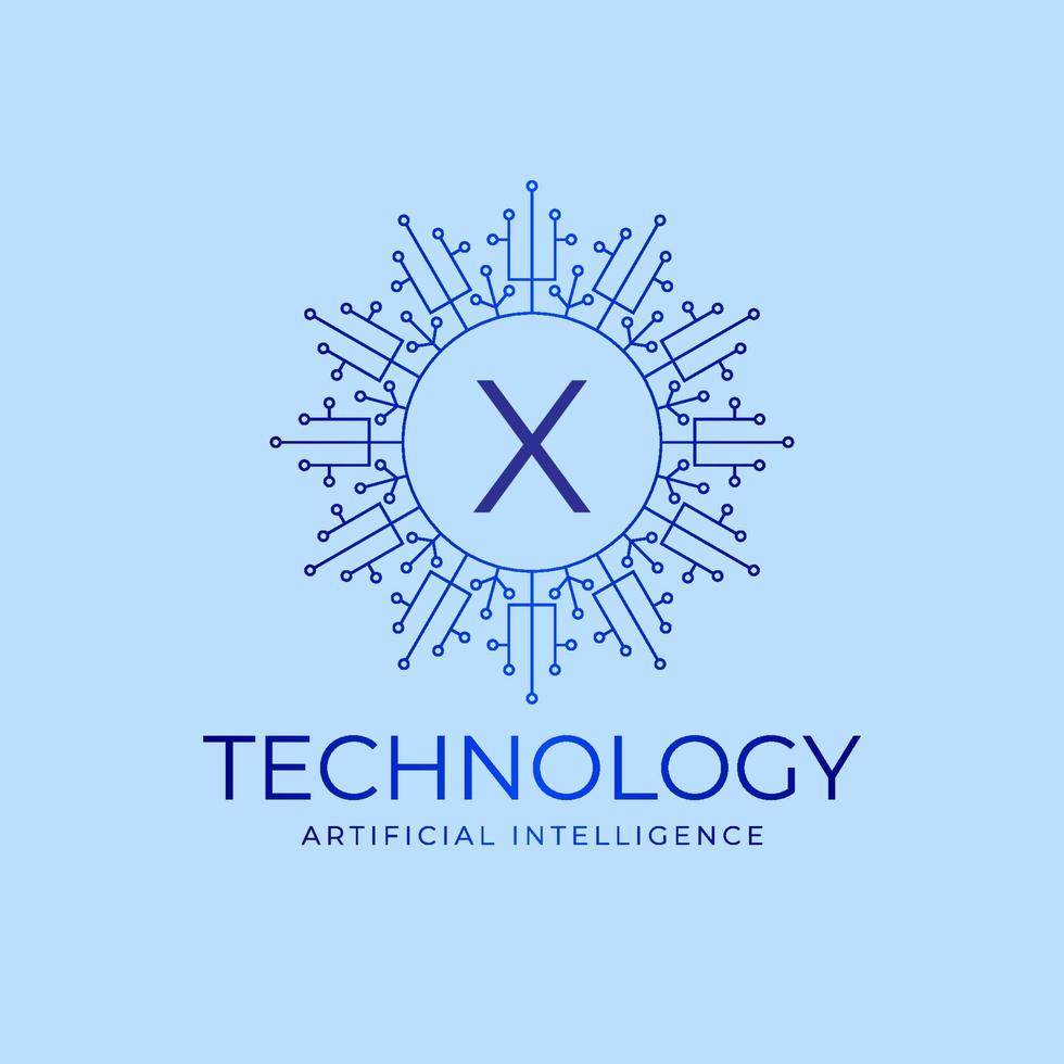 letter X technology boundaries artificial intelligence initial vector logo design element