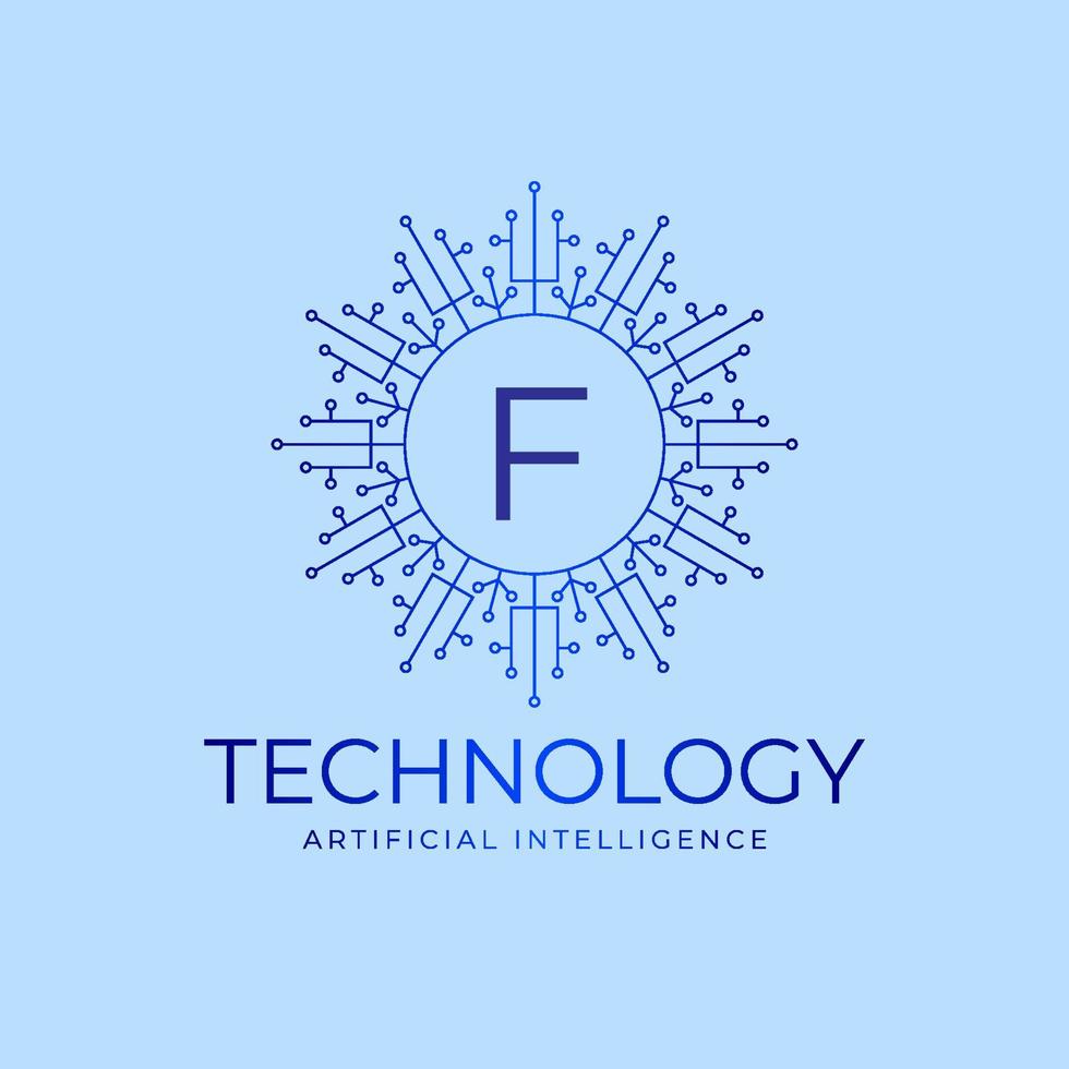letter F technology boundaries artificial intelligence initial vector logo design element