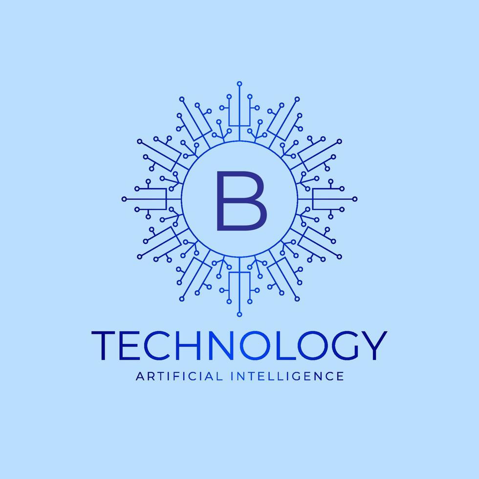 letter B technology boundaries artificial intelligence initial vector logo design element