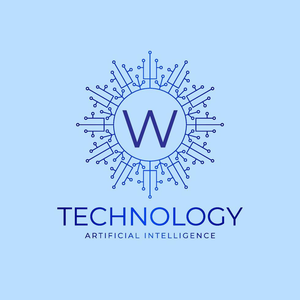 letter W technology boundaries artificial intelligence initial vector logo design element