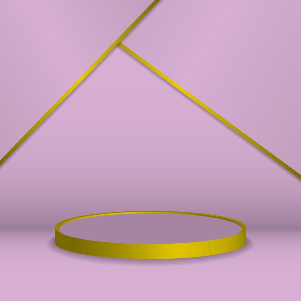 pink and gold 3d podium empty background vector design element