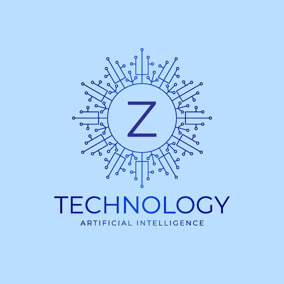 letter Z technology boundaries artificial intelligence initial vector logo design element