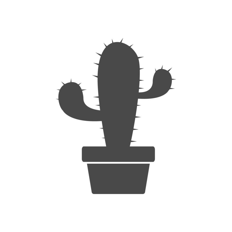 ilustración vectorial del icono de cactus diseño negro plano vector