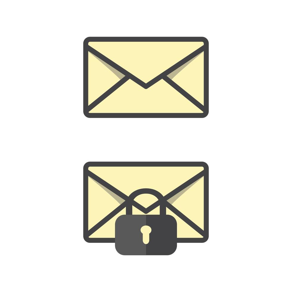 vector illustration of message icon, locked envelope