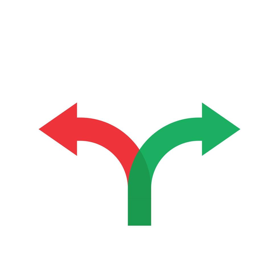 vector illustration of red and green turning lanes.