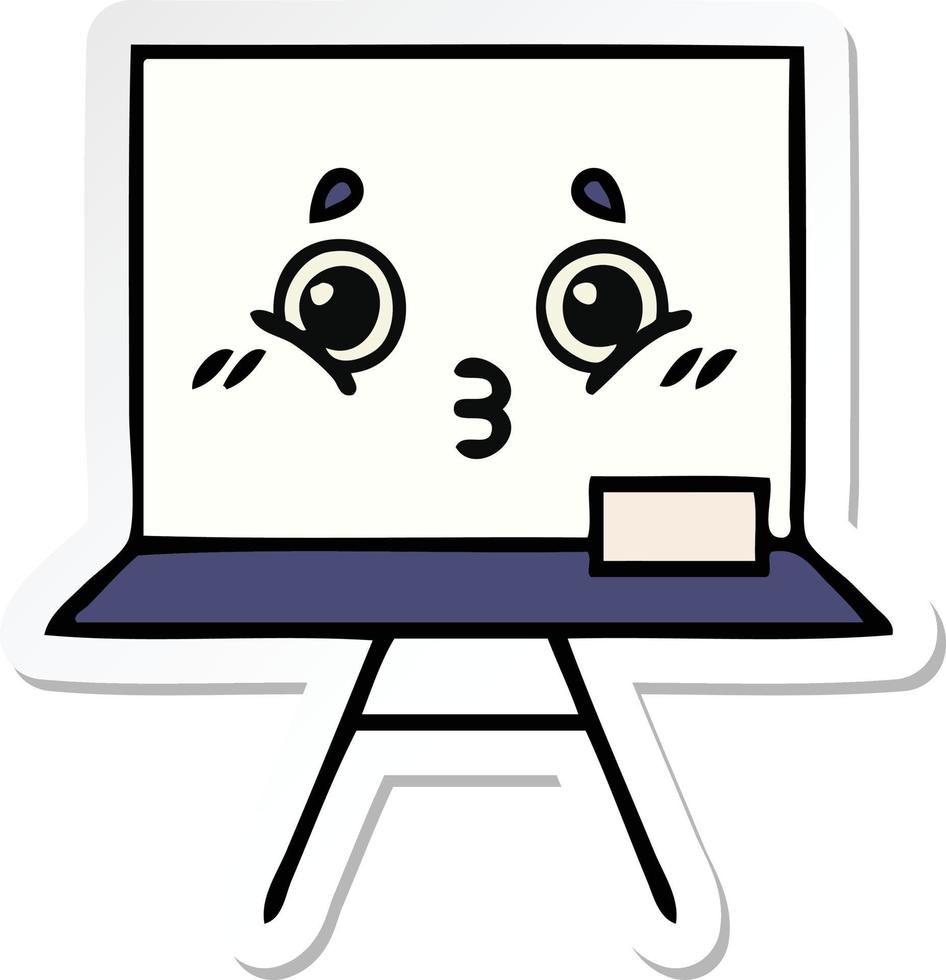 sticker of a cute cartoon white board vector