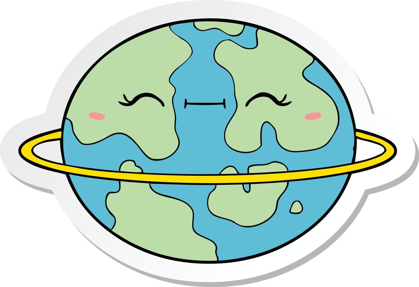 sticker of a cartoon habitable alien planet vector