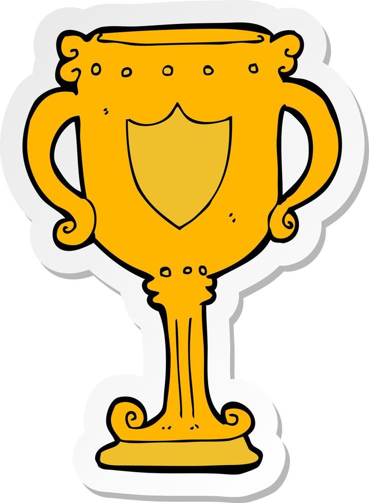 sticker of a cartoon trophy vector