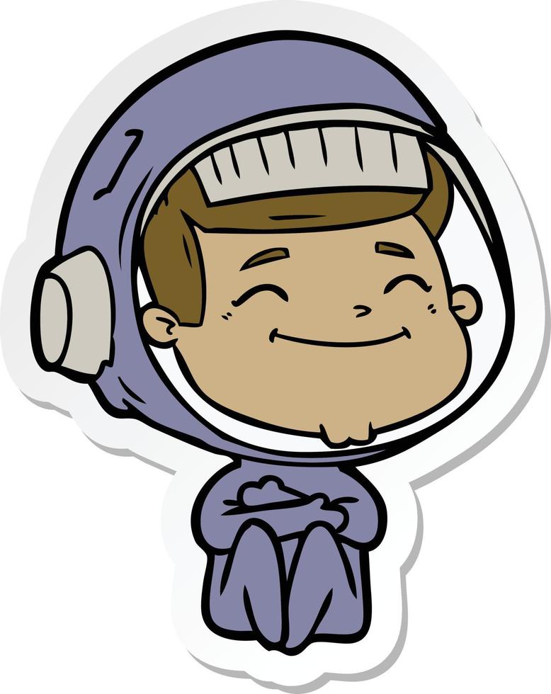 pegatina de un astronauta de dibujos animados feliz vector