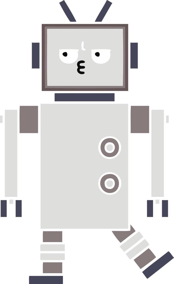 flat color retro cartoon robot vector
