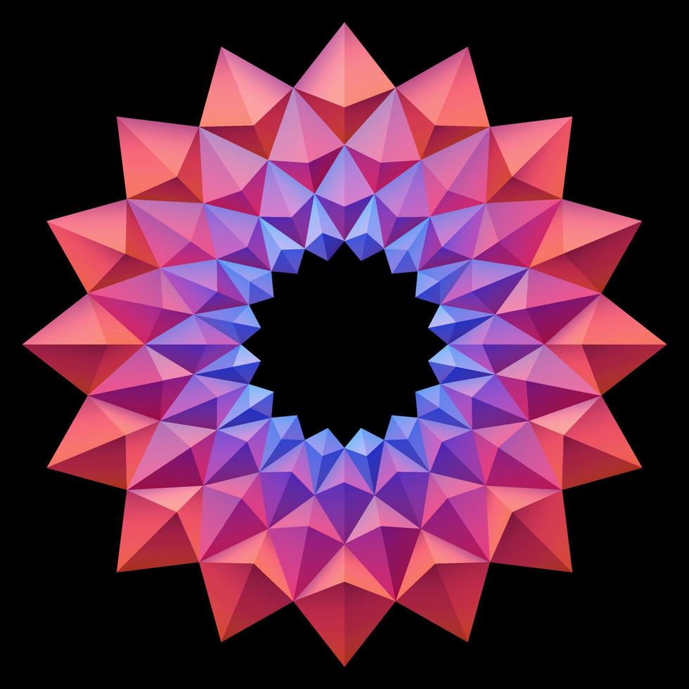 Red Blue Origami Flower Pattern Mandala 3D Geometric Shape vector