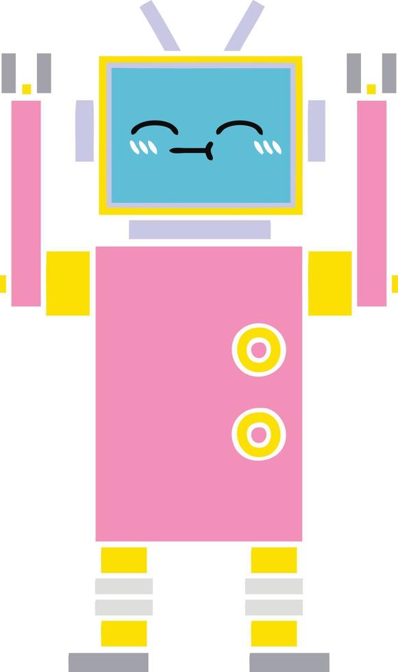 flat color retro cartoon robot vector