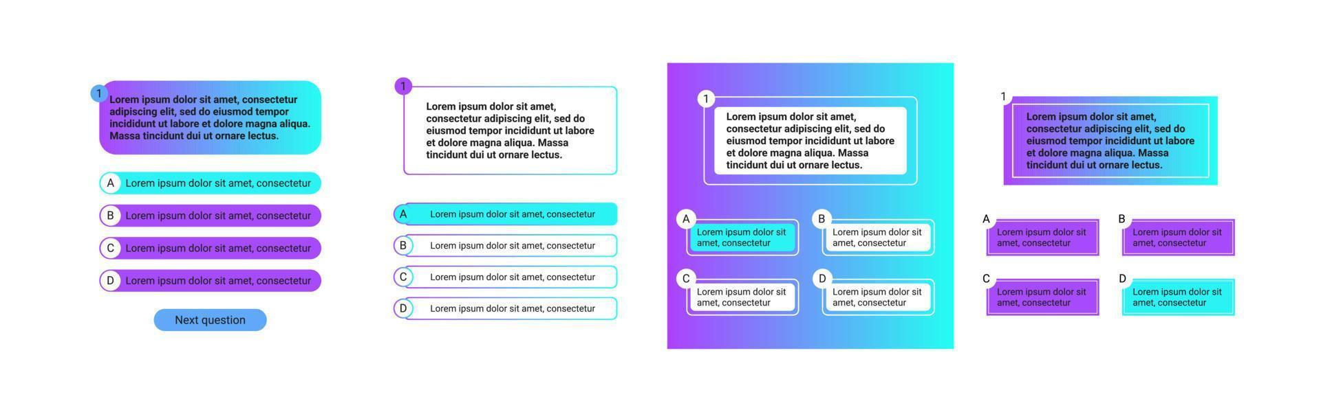 Quiz test template ui design vector illustration