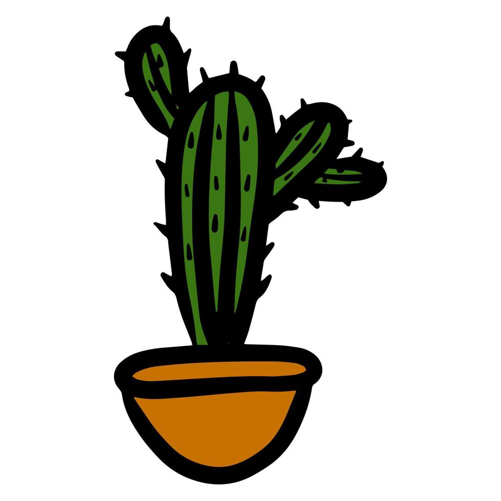 lindo doodle estilo kawaii cactus vector ilustración aislada