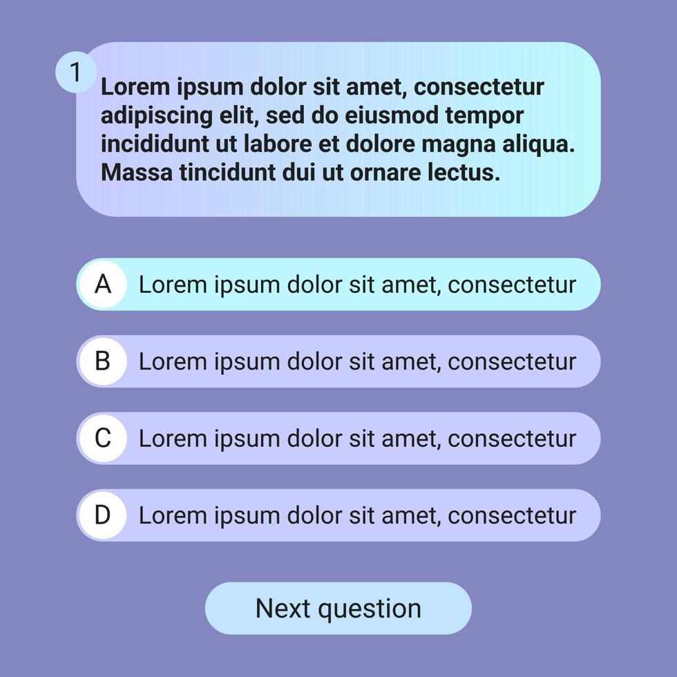 Quiz test template ui design vector illustration