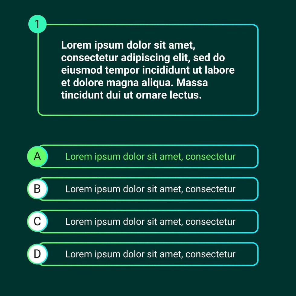 ilustración de vector de diseño de interfaz de usuario de plantilla de prueba de cuestionario