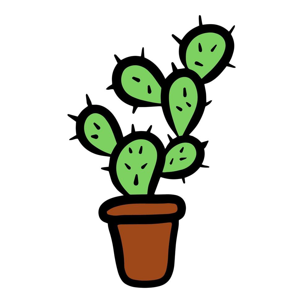 lindo doodle estilo kawaii cactus vector ilustración aislada