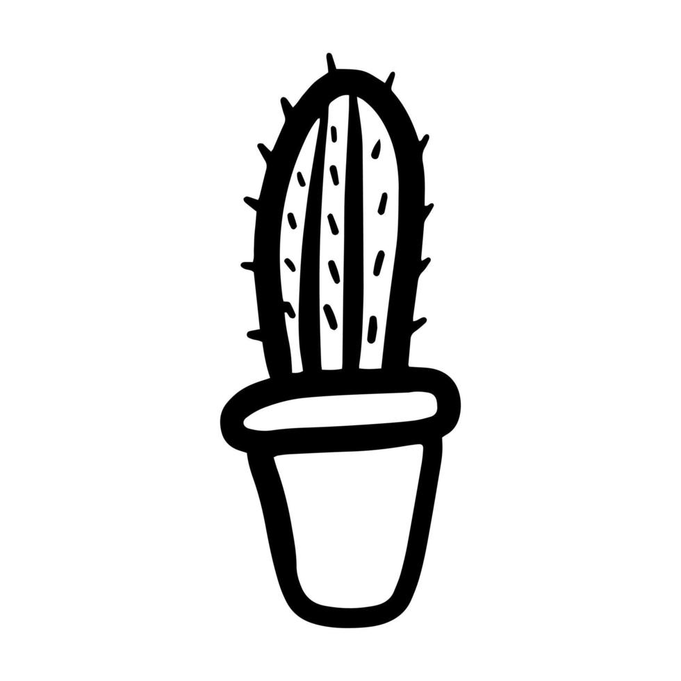 lindo doodle estilo kawaii cactus vector ilustración aislada