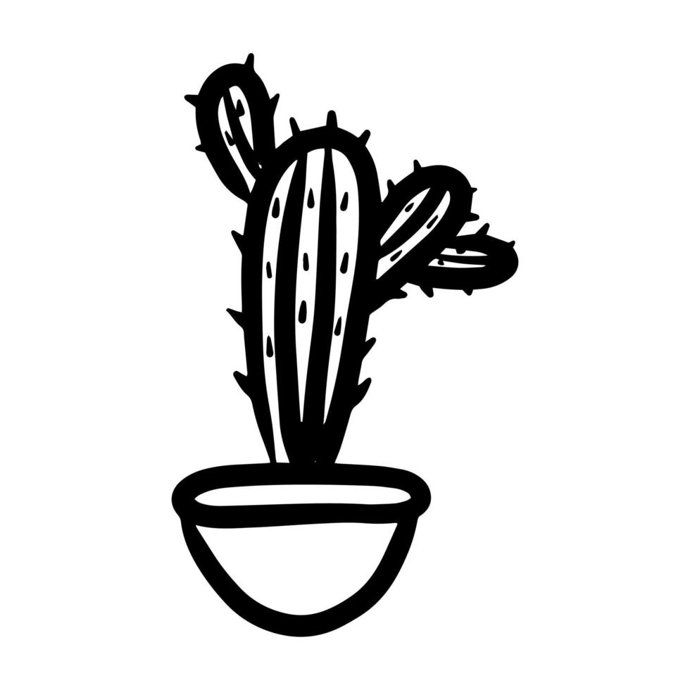 cactus kawaii mignon en pot isolé sur fond blanc. cactus dans un style de  dessin linéaire noir. illustration vectorielle 10009283 Art vectoriel chez  Vecteezy