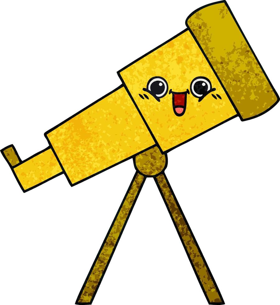 retro grunge texture cartoon telescope vector