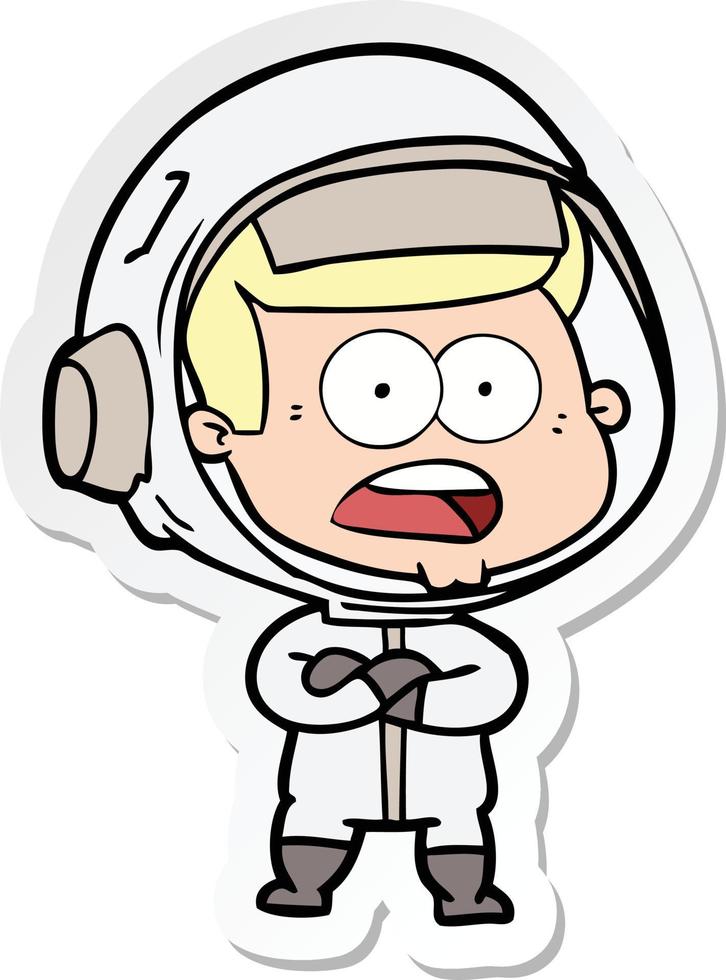 sticker of a cartoon surprised astronaut vector