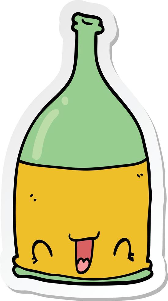 sticker of a cartoon wine bottle vector