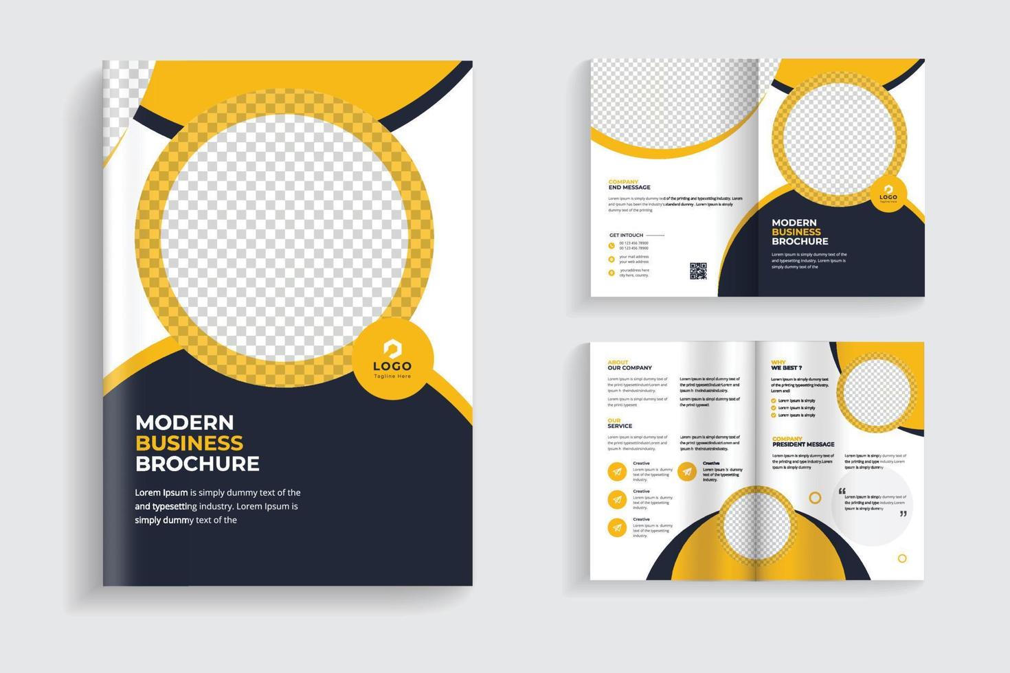 minimal business multipurpose bifold brochure design or corporate company brochure design. fully organized and editable brochure template design. vector