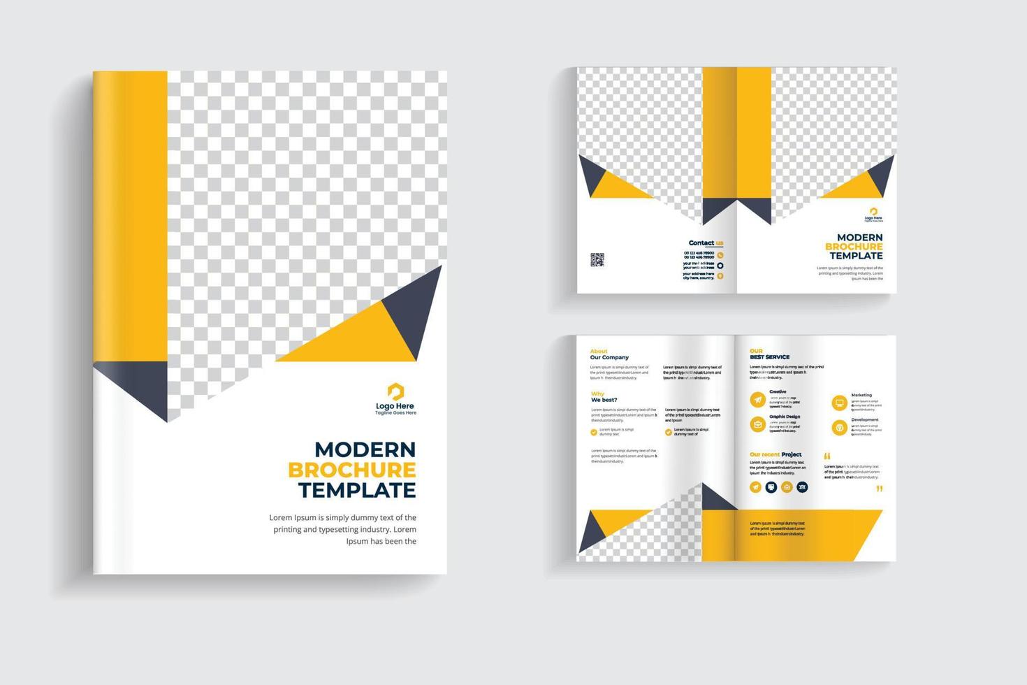 diseño de folleto bifold multipropósito mínimo abstracto o diseño de folleto de empresa corporativa. diseño de plantilla de folleto completamente organizado y editable. vector