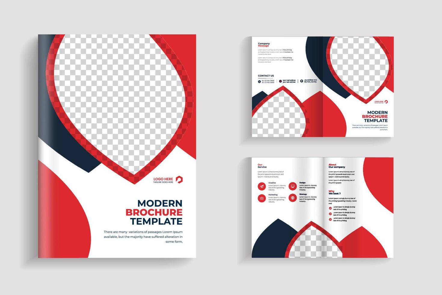 diseño de folleto bifold multipropósito mínimo o diseño de folleto de empresa corporativa. diseño de plantilla de folleto completamente organizado y editable. vector