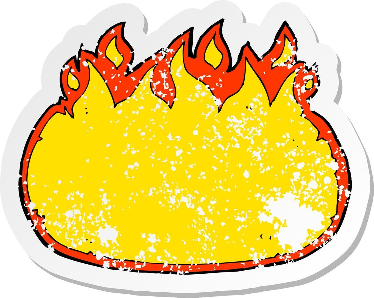 retro distressed sticker of a cartoon fire border vector