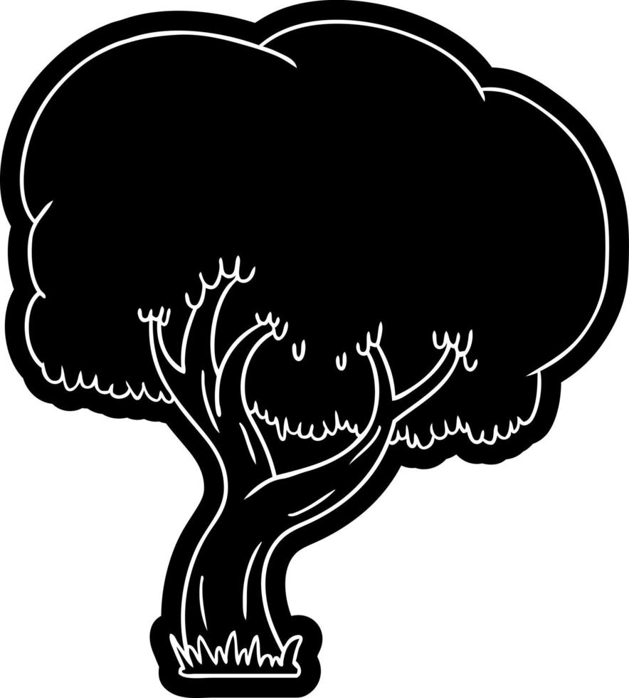 icono de dibujos animados dibujo de un árbol de verano vector