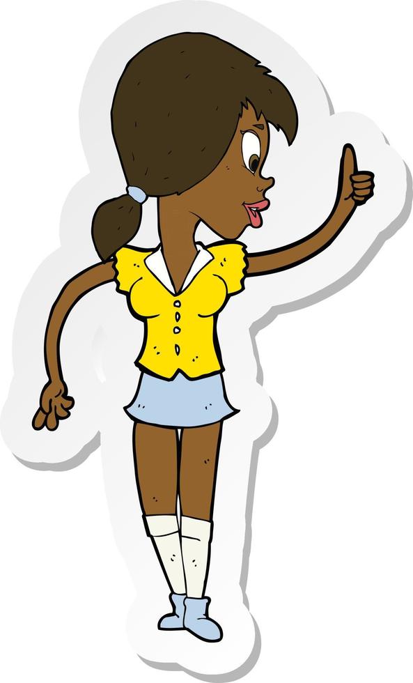 sticker of a cartoon girl with idea vector