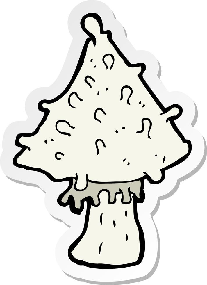 sticker of a cartoon mushroom vector